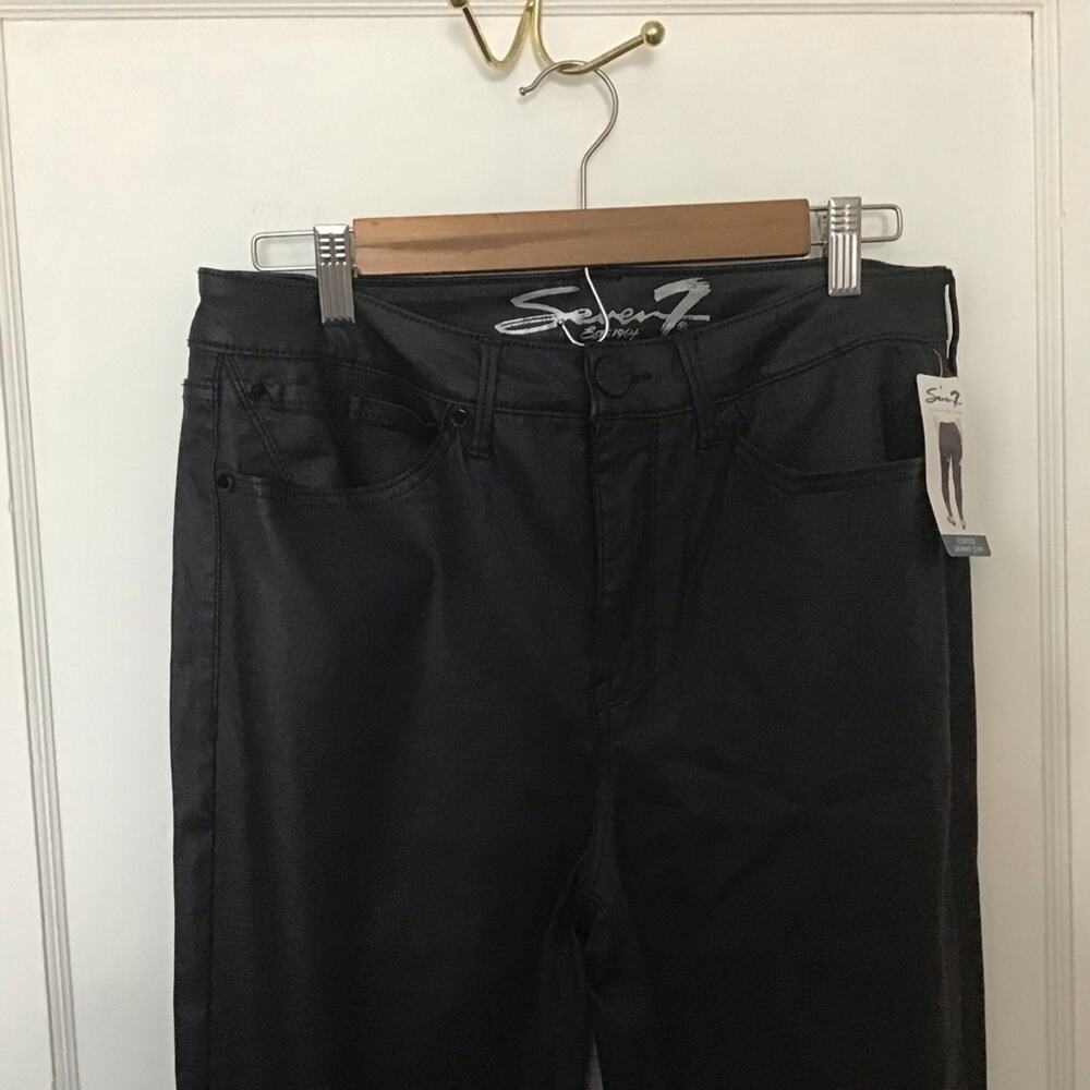 NWT Seven7 Matte Black Coated Skinny Jeans 14 12 10 - Picture 3 of 14